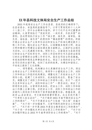 2024年县科技文体局安全生产工作总结
