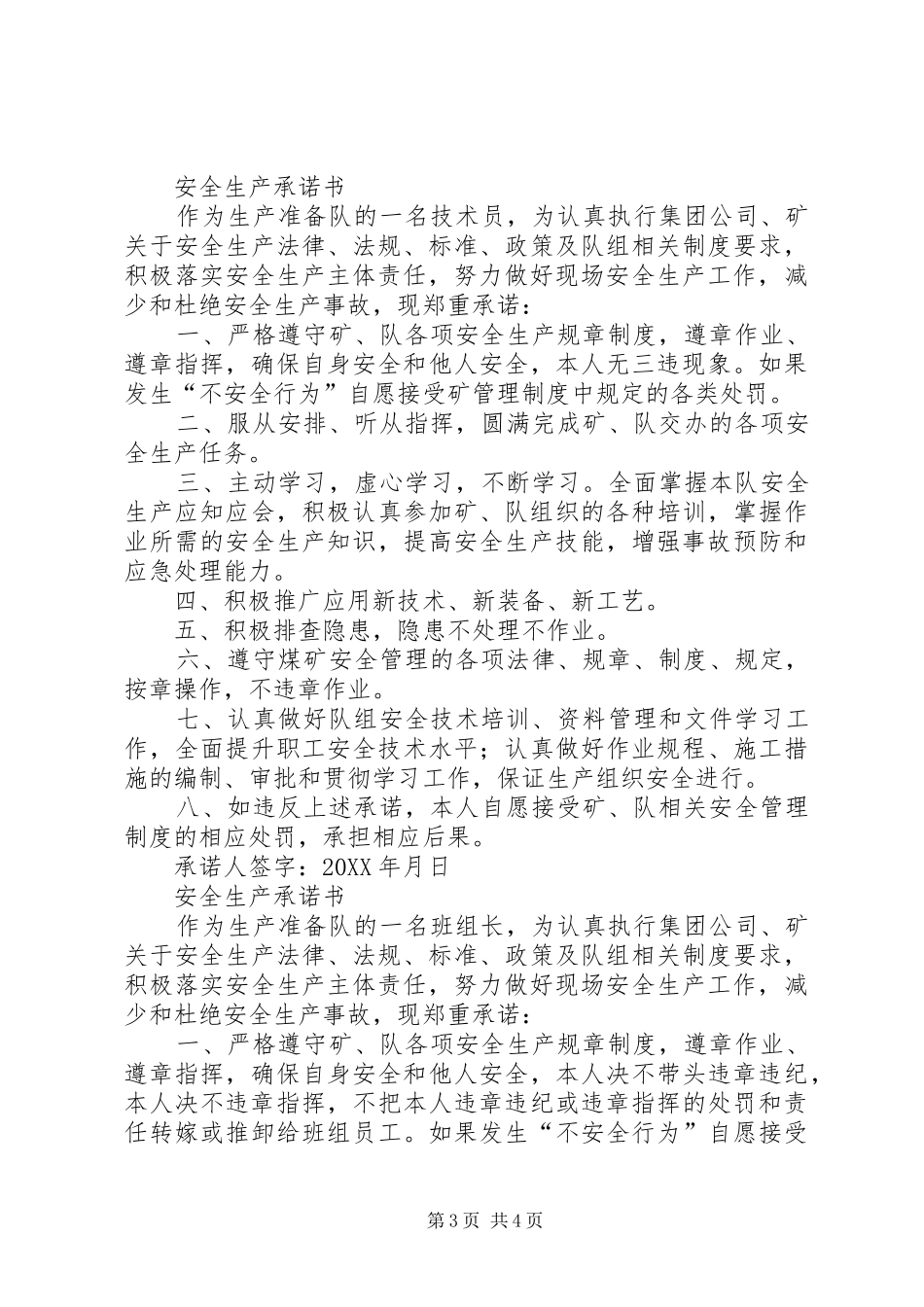 2024年队长安全承诺书大全_第3页