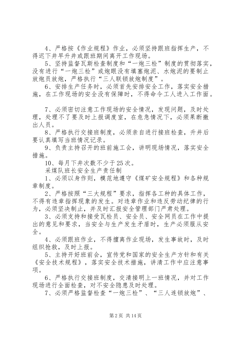 2024年队长安全生产岗位责任制_第2页