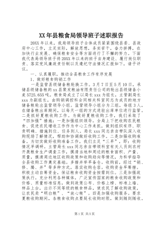 2024年县粮食局领导班子述职报告