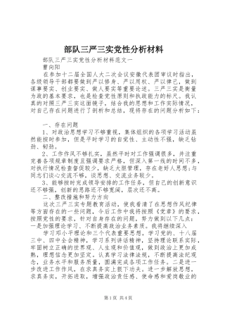 2024年部队三严三实党性分析材料