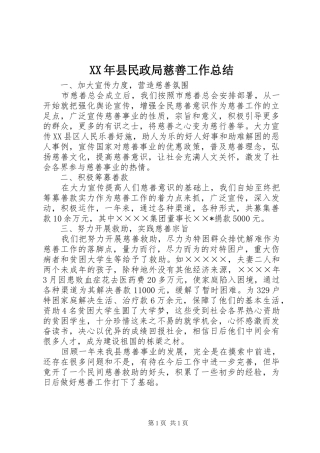 2024年县民政局慈善工作总结