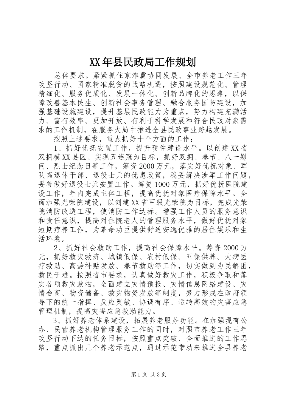 2024年县民政局工作规划_第1页