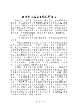 2024年县民政局工作总结报告