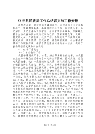 2024年县民政局工作总结范文与工作安排