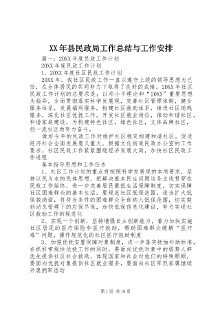 2024年县民政局工作总结与工作安排