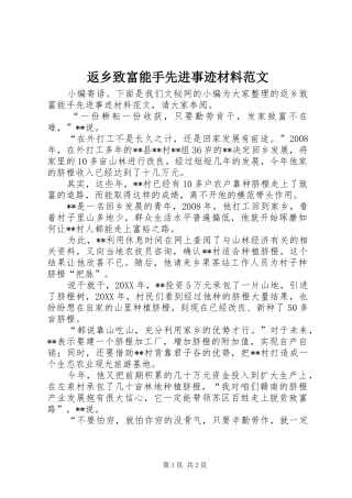 2024年返乡致富能手先进事迹材料范文