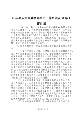 2024年县人大常委会办公室工作总结及工作计划
