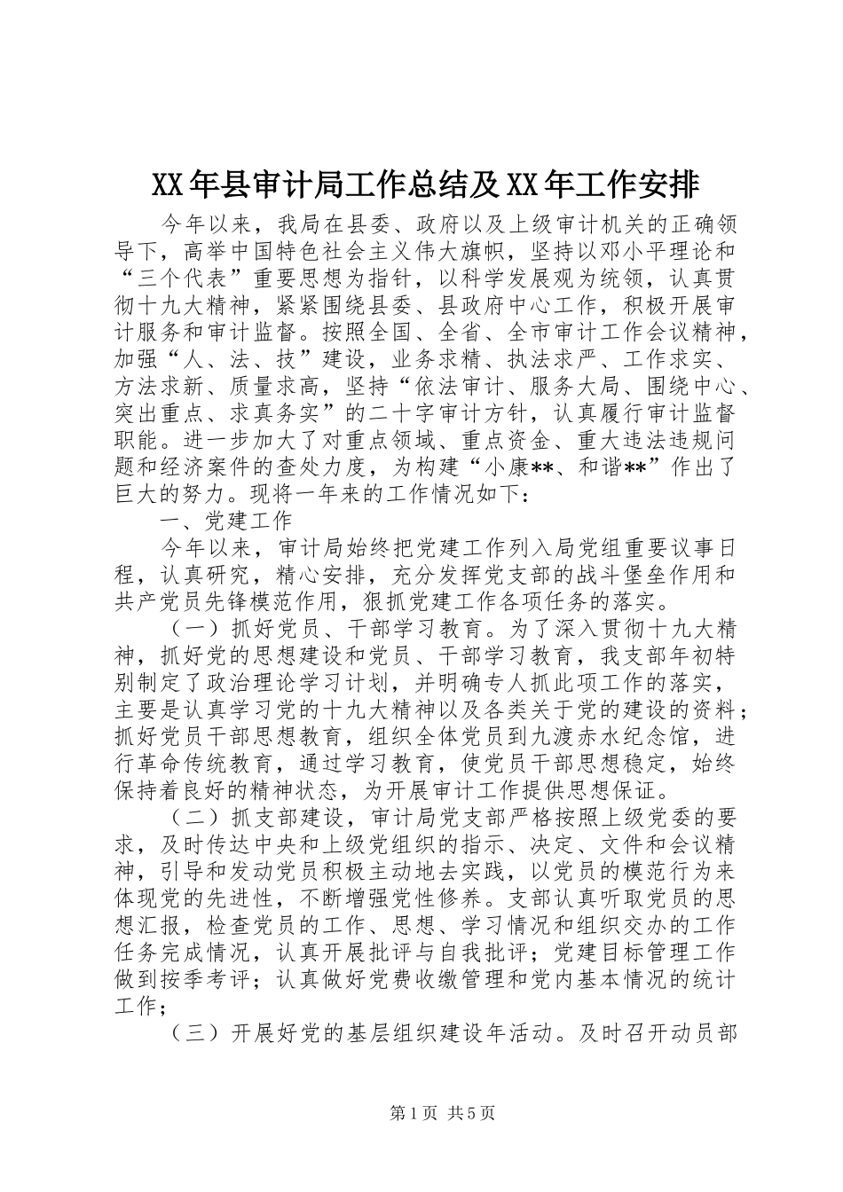 2024年县审计局工作总结及工作安排_第1页