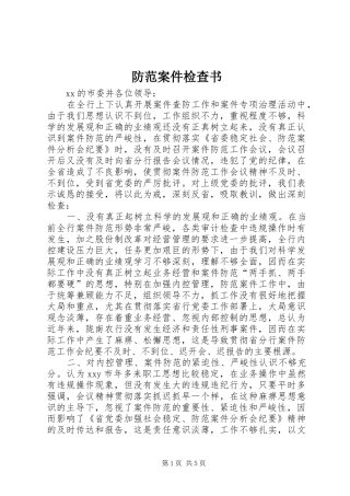 2024年防范案件检查书