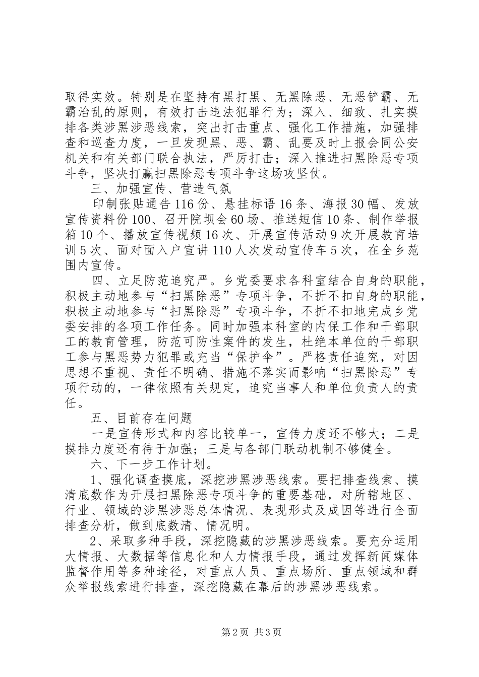 2024年防范化解重大风险攻坚战暨扫黑除恶工作自查报告_第2页