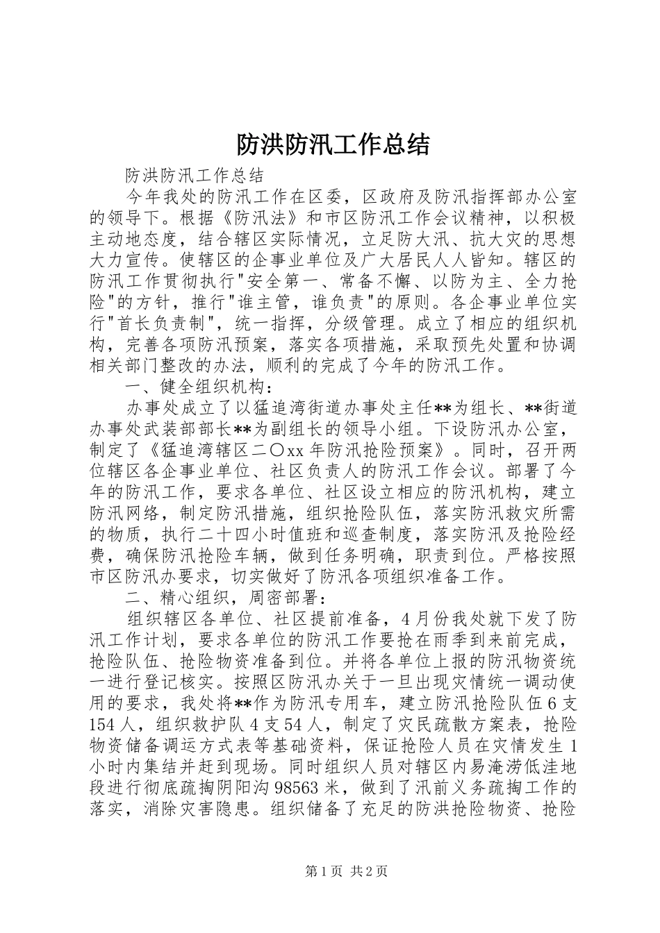 2024年防洪防汛工作总结_第1页