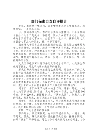 2024年部门保密自查自评报告