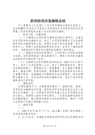 2024年防洪防汛应急演练总结