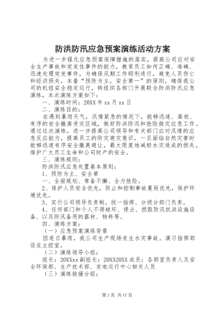 2024年防洪防汛应急预案演练活动方案
