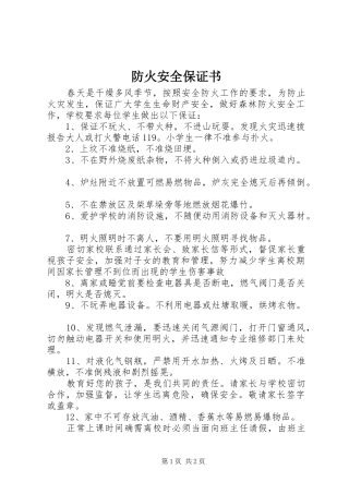 2024年防火安全保证书