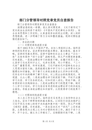 2024年部门分管领导对照党章党员自查报告