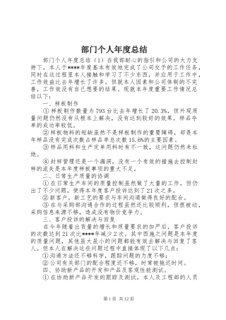 2024年部门个人年度总结