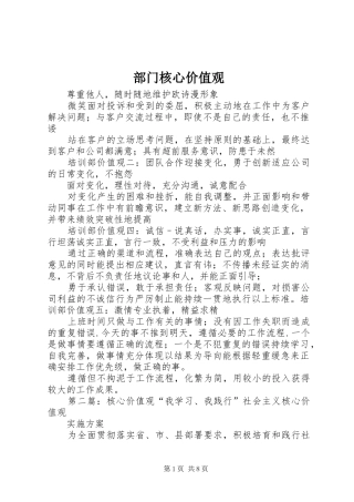 2024年部门核心价值观