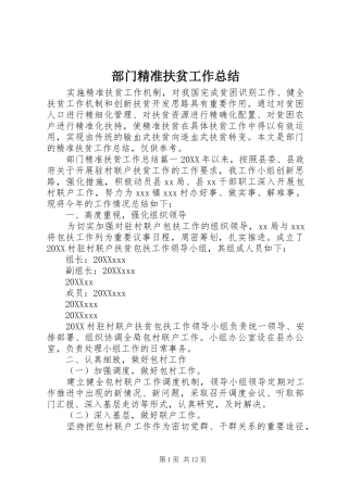 2024年部门精准扶贫工作总结