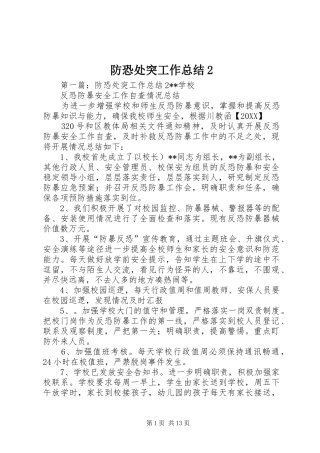 2024年防恐处突工作总结