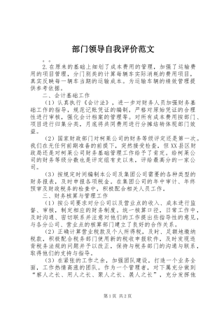 2024年部门领导自我评价范文