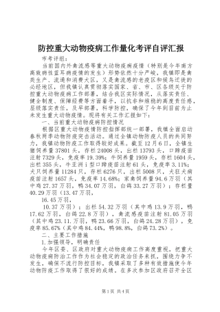 2024年防控重大动物疫病工作量化考评自评汇报