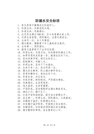 2024年防溺水安全标语