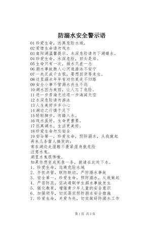 2024年防溺水安全警示语
