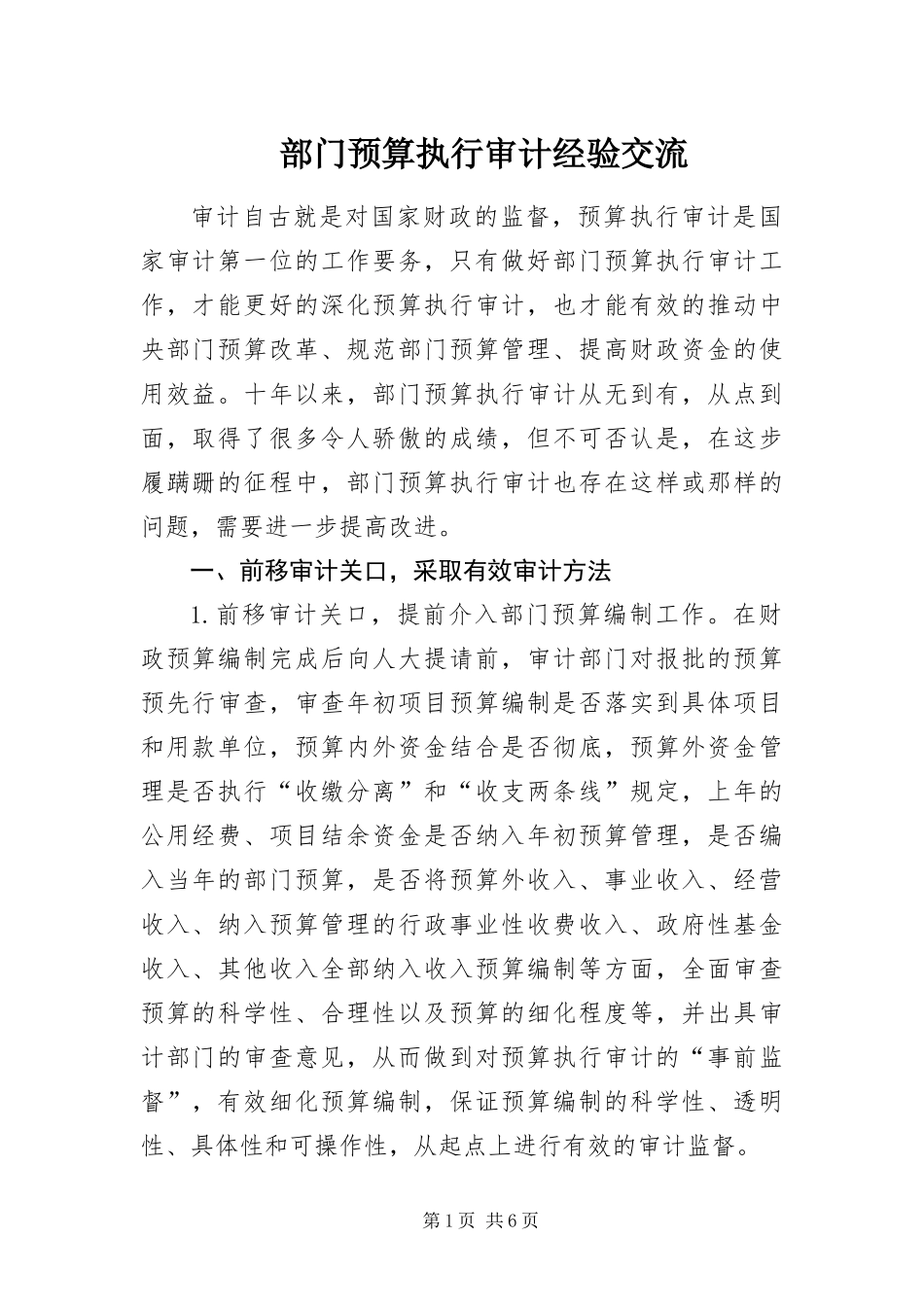 2024年部门预算执行审计经验交流_第1页