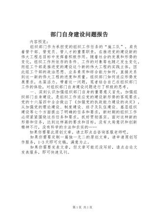 2024年部门自身建设问题报告