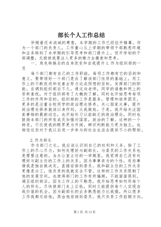 2024年部长个人工作总结