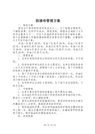 2024年防渗布管理方案
