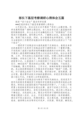 2024年部长下基层考察调研心得体会五篇