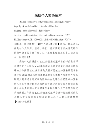 2024年采购个人简历范本