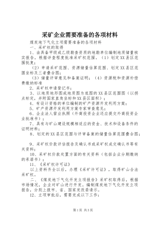 2024年采矿企业需要准备的各项材料