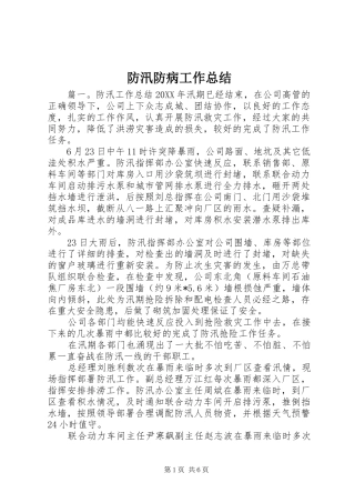 2024年防汛防病工作总结