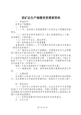 2024年采矿证生产规模变更需要资料