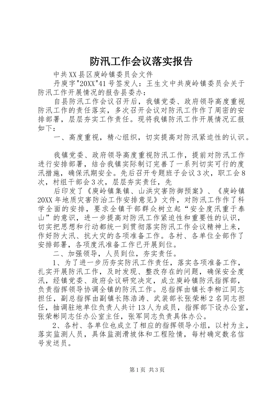 2024年防汛工作会议落实报告_第1页