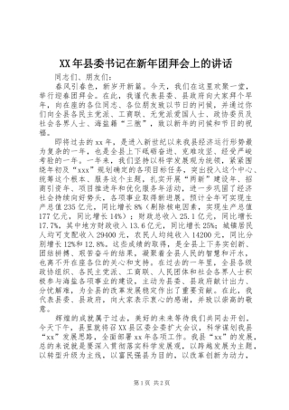 2024年县委书记在新年团拜会上的致辞