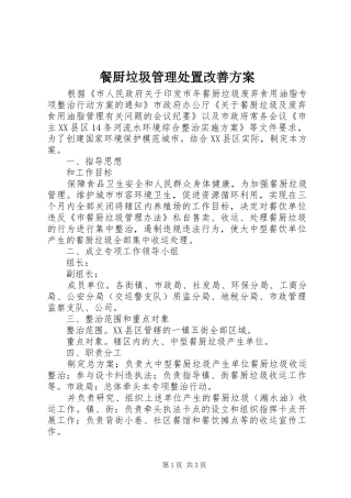 2024年餐厨垃圾管理处置改善方案