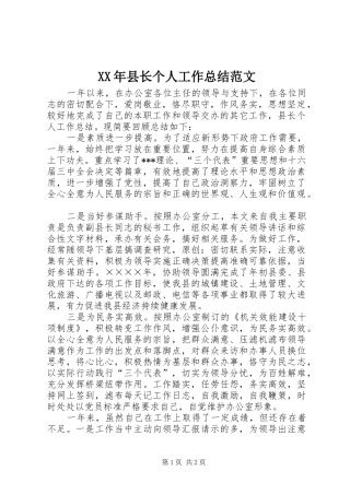 2024年县长个人工作总结范文