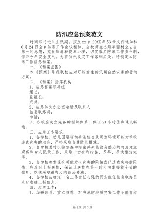 2024年防汛应急预案范文