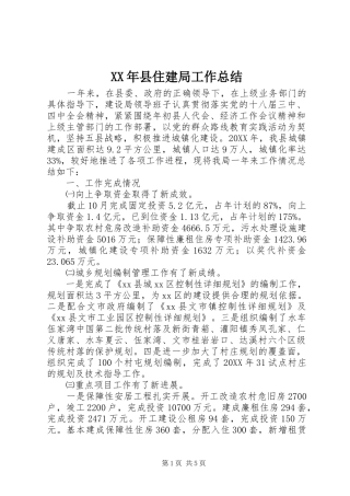 2024年县住建局工作总结