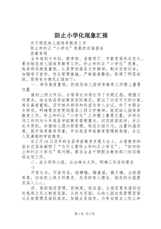 2024年防止小学化现象汇报