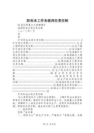 2024年防治水工作各级岗位责任制