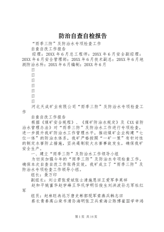 2024年防治自查自检报告