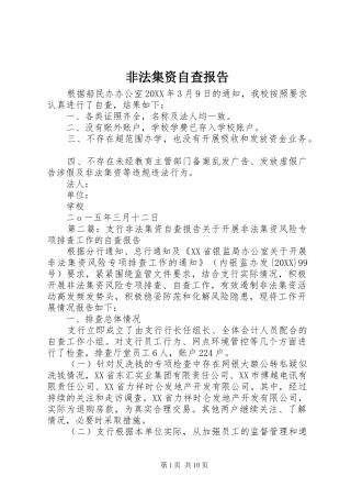 2024年非法集资自查报告