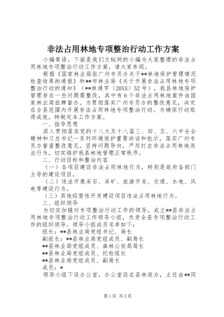 2024年非法占用林地专项整治行动工作方案