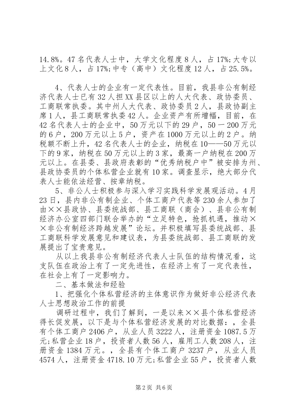 2024年非公经济代表人士工作调研报告_第2页